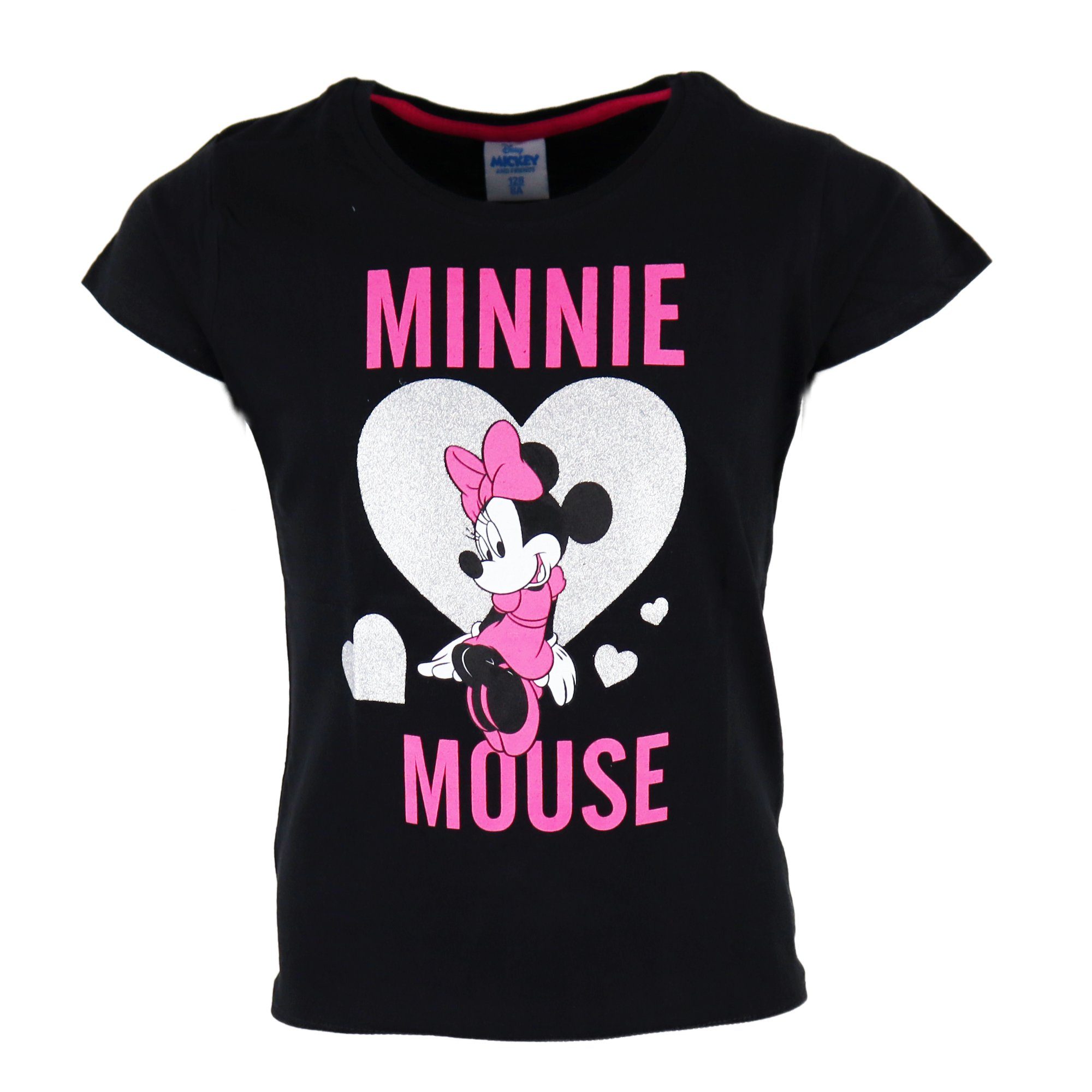 Shirt Maus Gr. Disney 104 Mädchen bis Minnie Schwarz Love oder Mouse T-Shirt Kinder 134, Grau Minnie