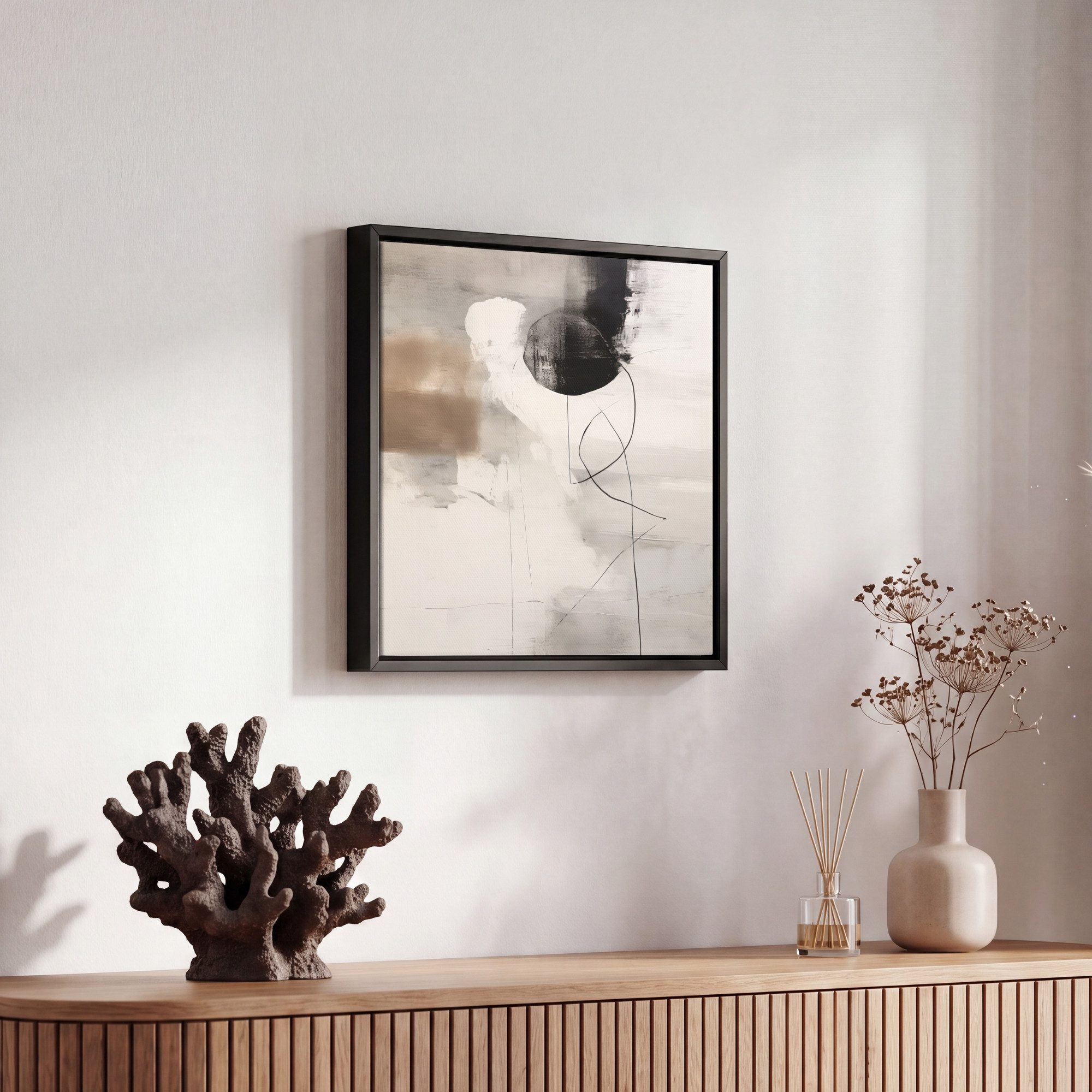 OneMillionCanvasses® Leinwandbild mit Rahmen - Abstrakte Kunst - Grau - Industriell, Fotodruck (1 St), Leinwand Bilder Klein, Wand Dekoration Aesthetic 20x20cm – Bild 5 von 5