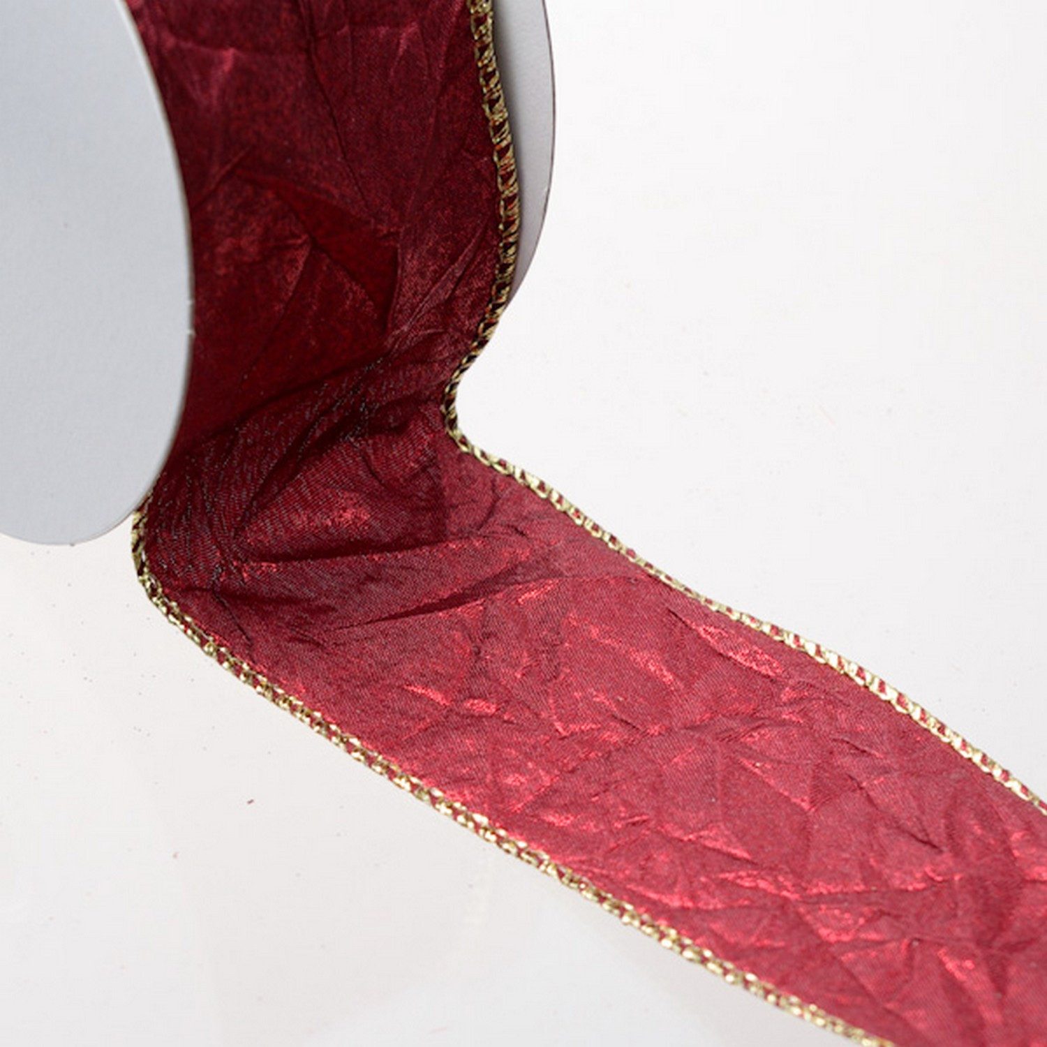 Deko AS Dekoband Crashribbon mit Drahtkante bordeaux - 50 mm Breite auf 9.14 m Rolle -