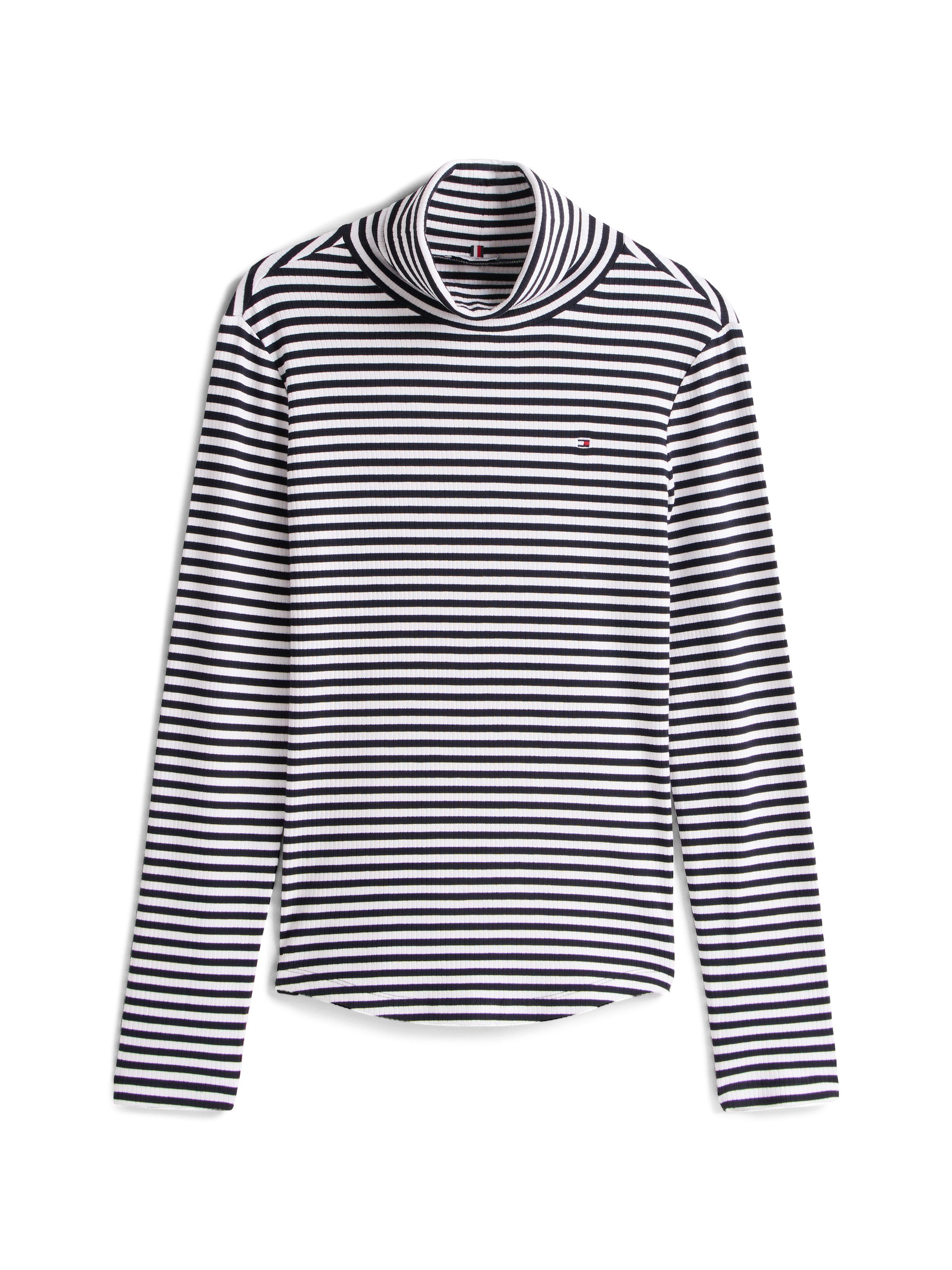 Tommy Hilfiger Langarmshirt SLIM 5X2 RIB ROLL-NK LS in gerippter Struktur – Bild 4 von 5
