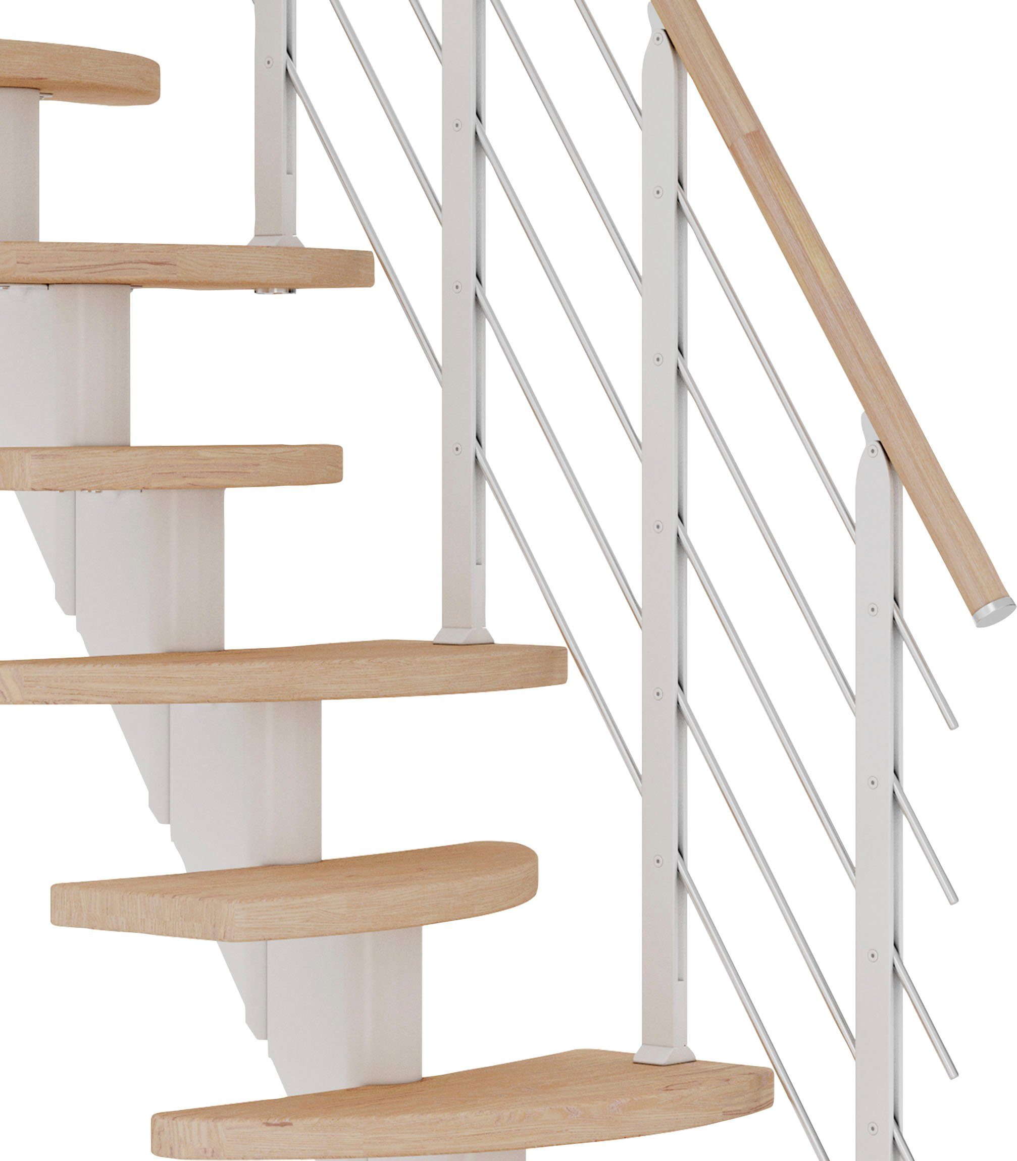Geschosshöhen Eiche für Mittelholmtreppe Stufen weiß/Metall bis Dolle offen, 270 Berlin, cm,