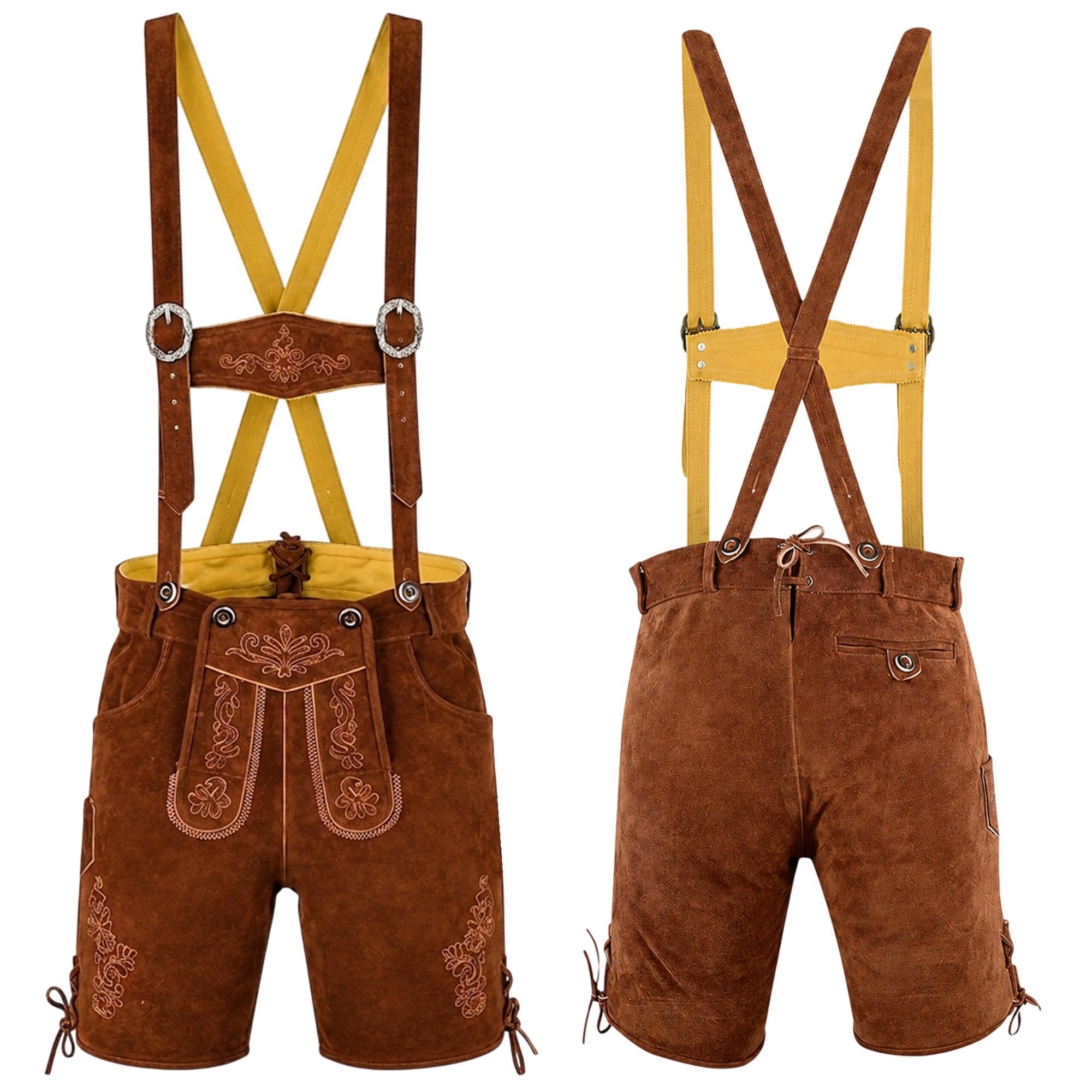 German Wear Trachtenlederhose GW720 kurze trachtenhose Toni Trachten Lederhose mit Hosenträgern