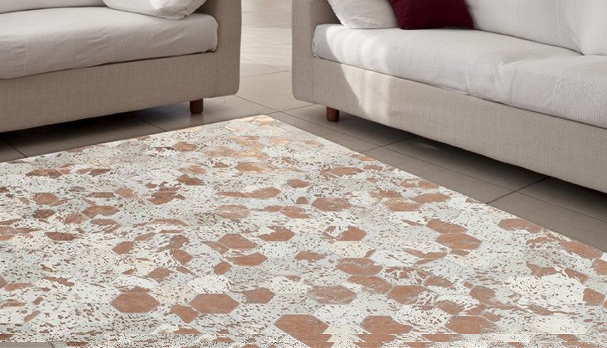 Kayoom Teppich Spark 210, rechteckig, Höhe: 8 mm, 100% Leder, Unikat, fusselarm, Allergiker & Fußbodenheizung geeignet