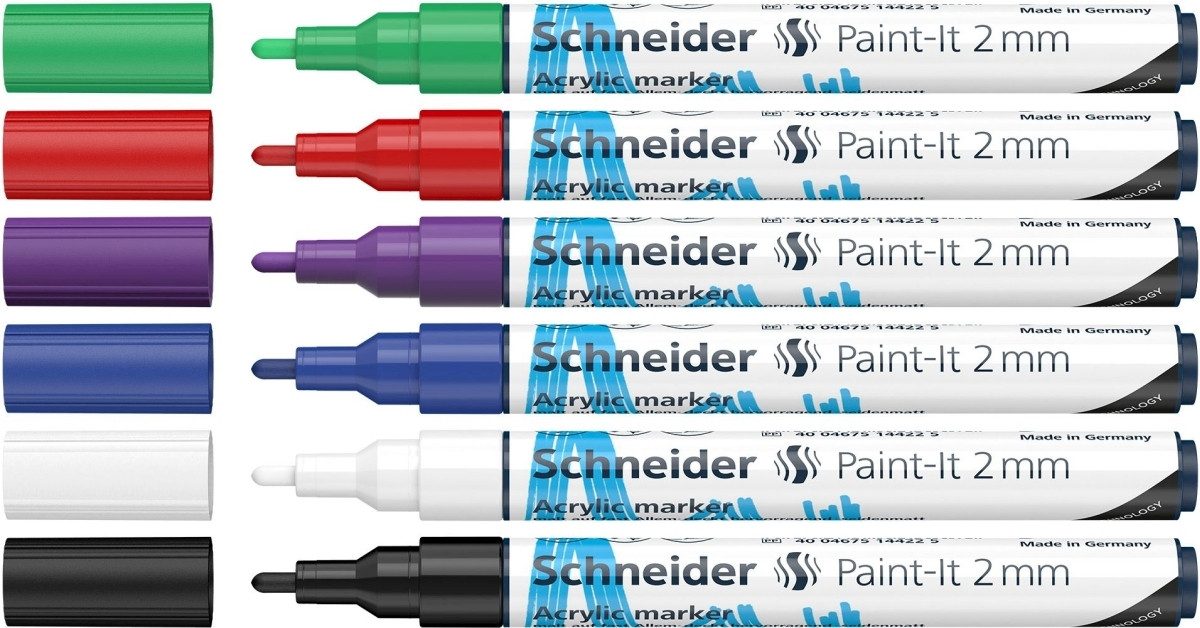 SCHNEIDER Permanentmarker Acrylmarker Paint-It 310 2mm VE=6 Farben (10 Stück)