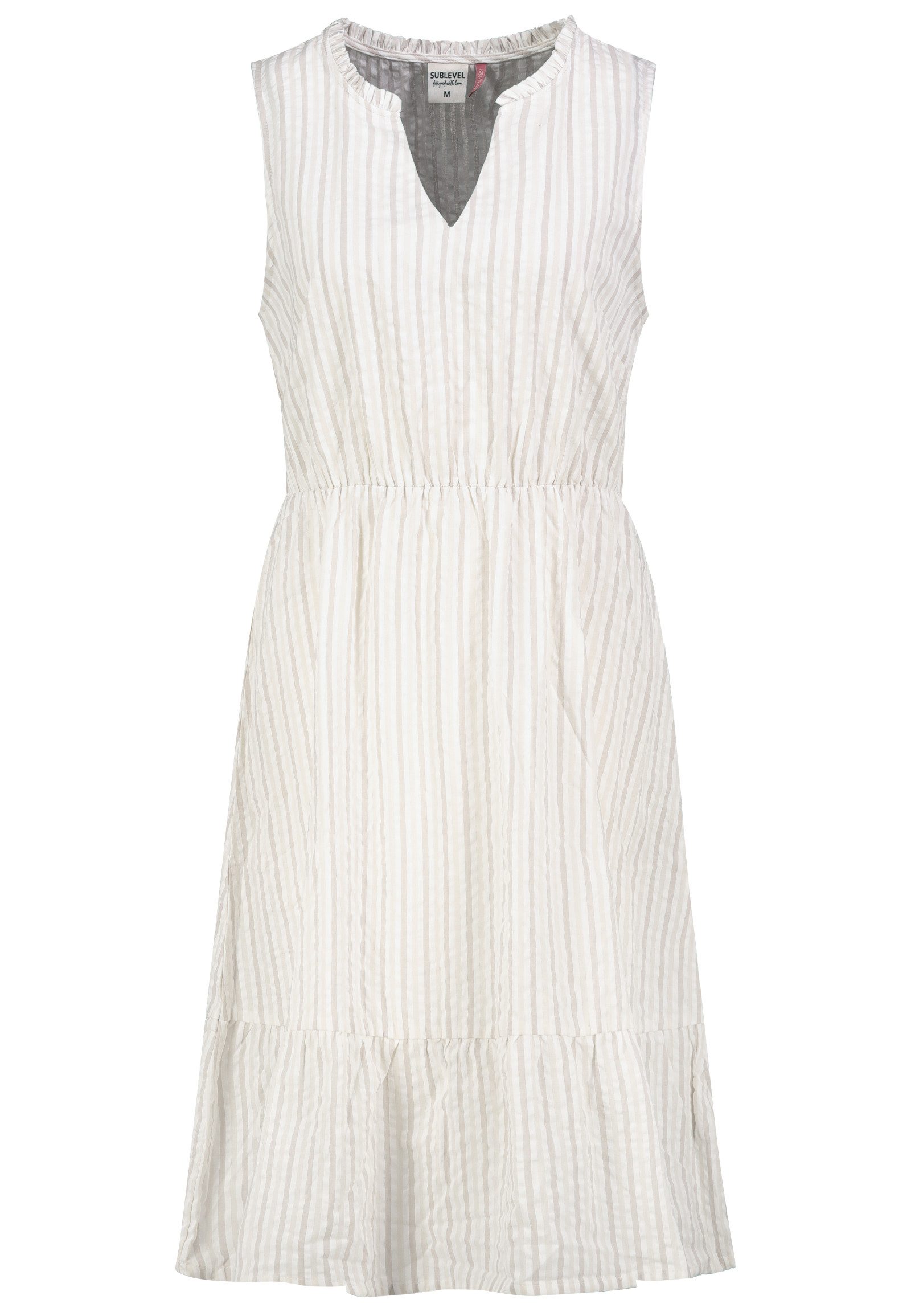 SUBLEVEL Sommerkleid Damen Sommerkleid aus Baumwolle A-Linien Kleid mit Volants, Seersucker Optik