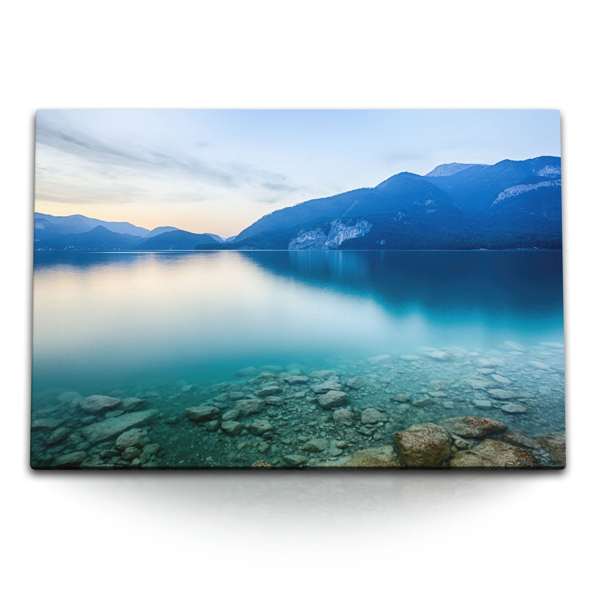 Leinwandbild 120x80cm Wandbild auf Leinwand See Bergsee Alpensee Berge Alpen Blau S