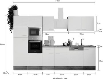 RESPEKTA Küchenzeile Oliver, Breite 340 cm, wechselseitig aufbaubar