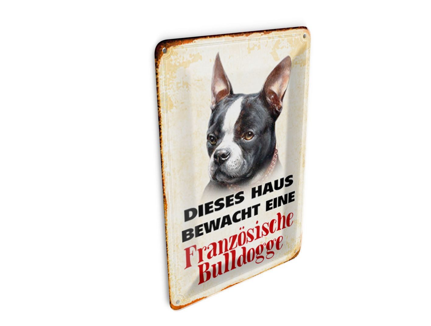 Femer GmbH Postkarte Hund 10x14cm Haus bewacht französisch Bulldogge, unfrankiert