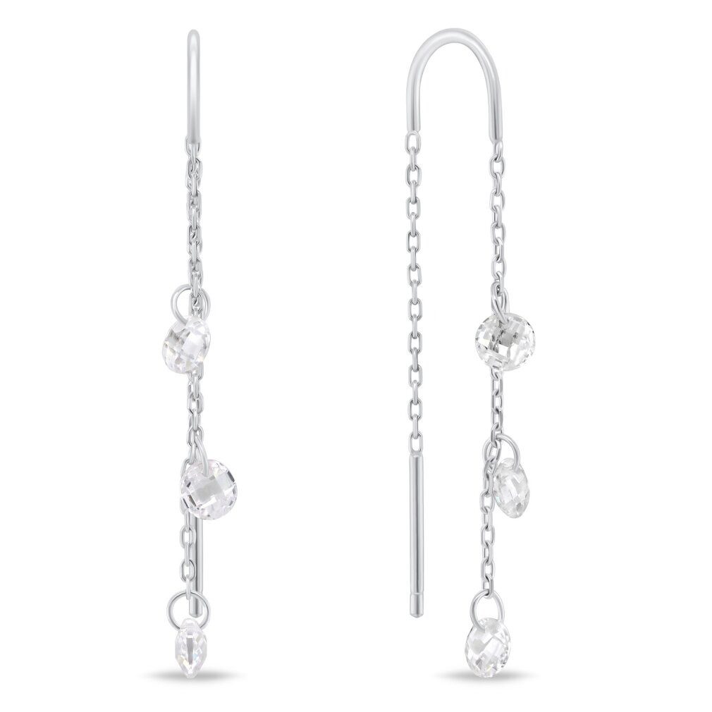 Ohrring-Set Dezente Kettenohrringe mit Zirkonen EA895W