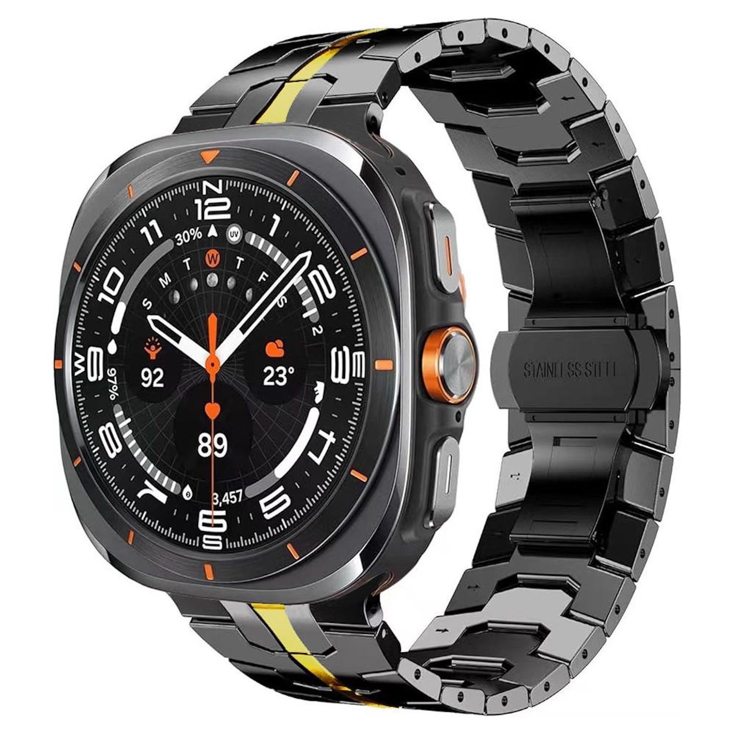 Wigento Smartwatch-Armband Titan für Samsung Galaxy Watch 9 / 8 / 8 Classic Butterfly Schließe, Titanlegierung Armband mit Butterfly-Schließe