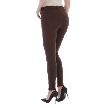 Ital-Design Skinny-fit-Jeans Damen Freizeit Used-Look Stretch High Waist Jeans in Braun