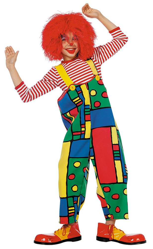 Karneval-Klamotten Clown-Kostüm Kinder bunte Clownshose Zirkus Kinderkostüm, Clown Kostüm Narre Pierrot Harlekin Junge Mädchen Gruppenkostüm