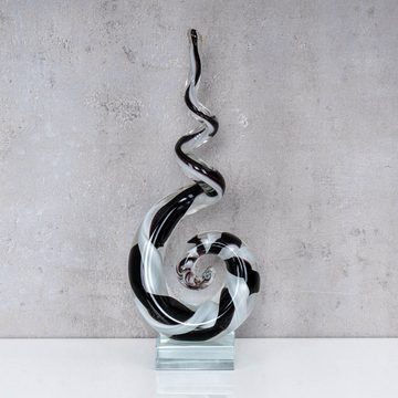 Levandeo® Skulptur, Glasfigur H26cm Skulptur Glas Glasdeko Schwarz Weiß Deko Design