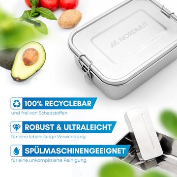 Nordmut Lunchbox Edelstahl Lunchbox [mit Trennwand] - Metall Brotdose 1200ml, BPA frei und auslaufsicher