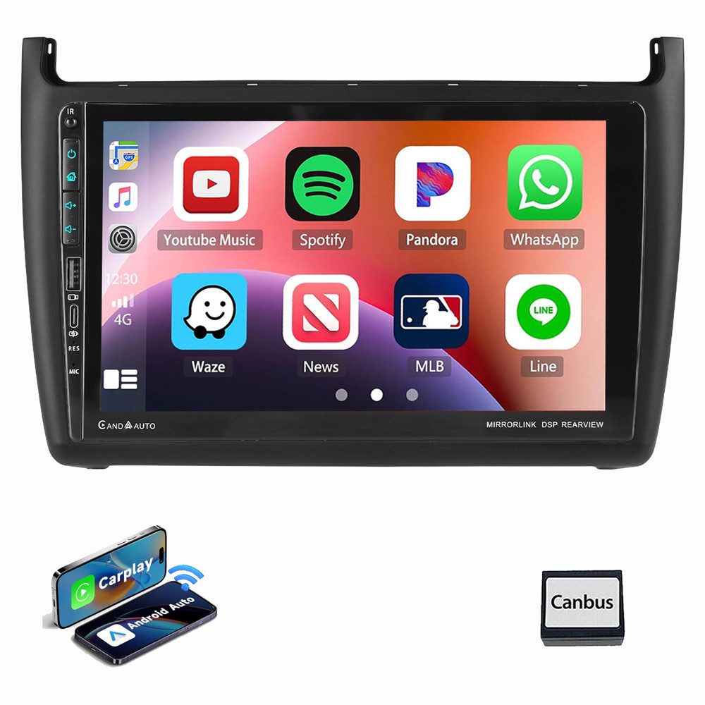 ESSGOO Für VW Polo 6R 6C 2009-2017 4+64GB Android 15 USB Autoradio (RDS, Digitalradio (DAB), FM, AM, Carplay Android Auto GPS Navi WIFI BT USB)