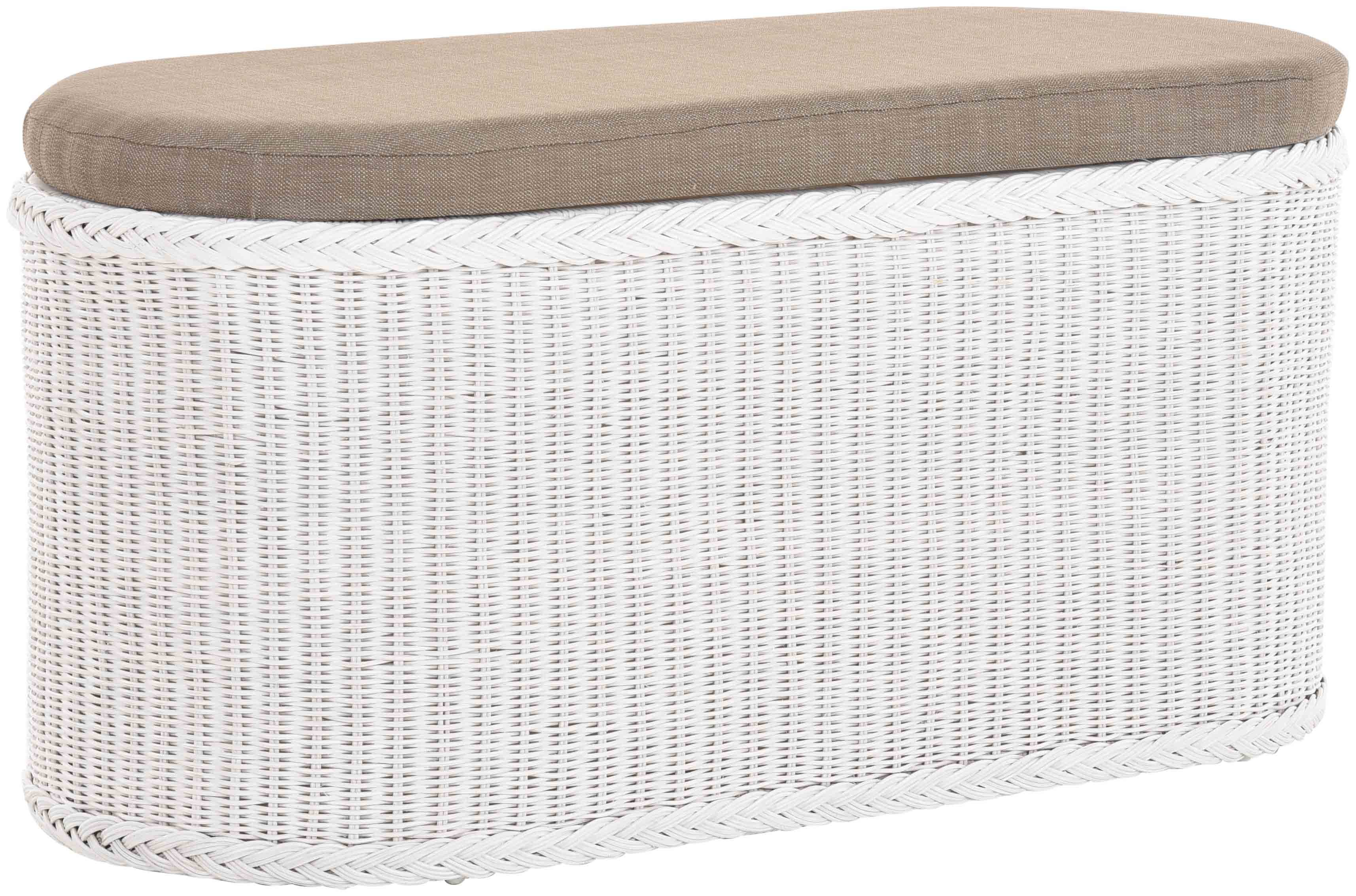 Krines Home Sitztruhe Ovaler Rattan Wäschekorb mit Deckel Wäschetruhe