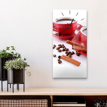 DEQORI Wanduhr 'Kaffeetassen Duett' (Glas Glasuhr modern Wand Uhr Design Küchenuhr)
