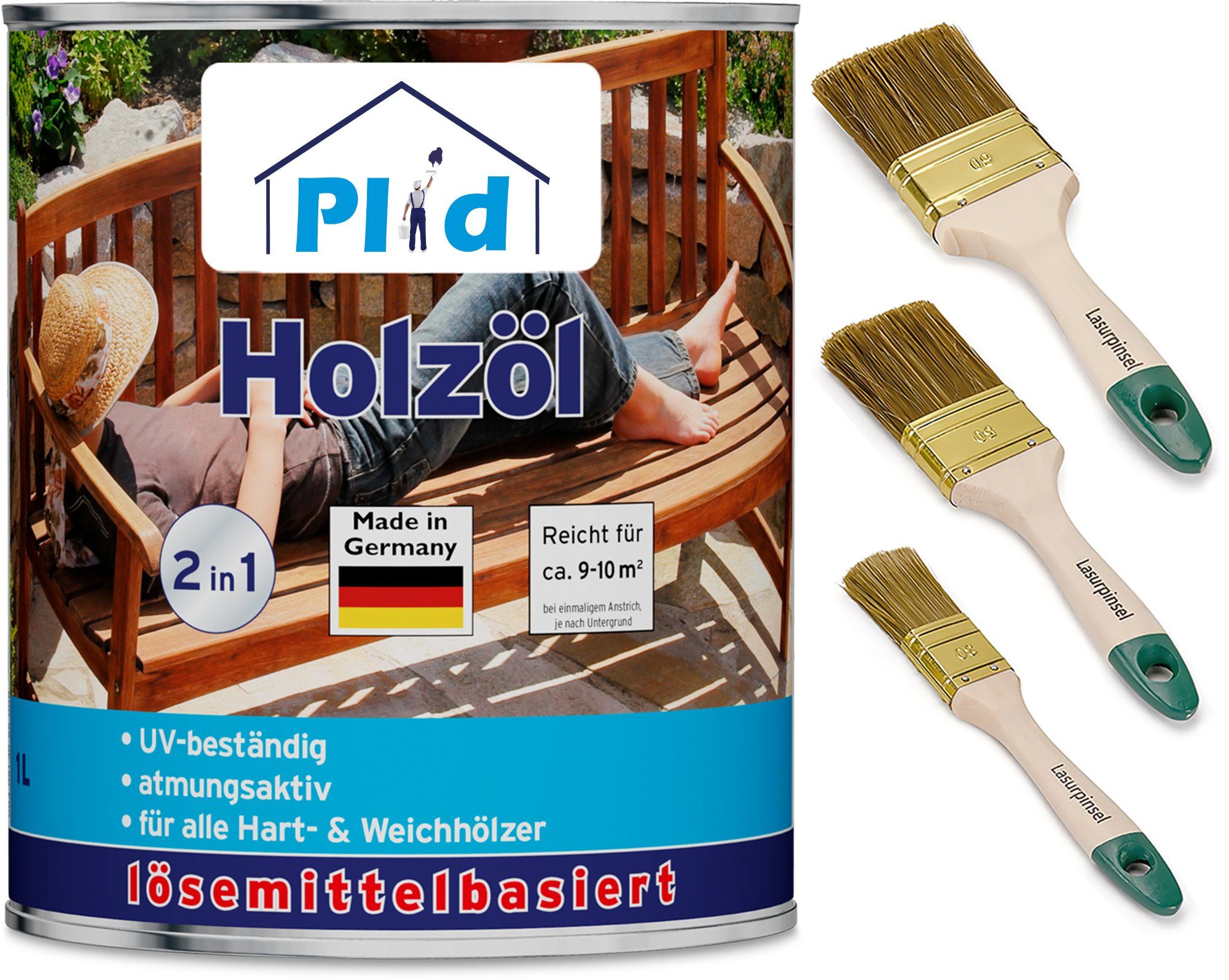 Pflegeöl Holzschutz Teak Premium Holzöl plid Holzöl Imprägnieröl Pinsel