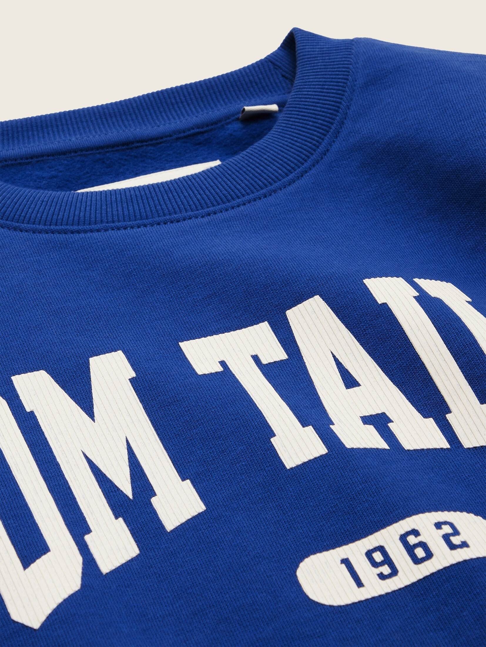 Print mit shiny Hoodie TAILOR Logo TOM blue Sweatshirt royal