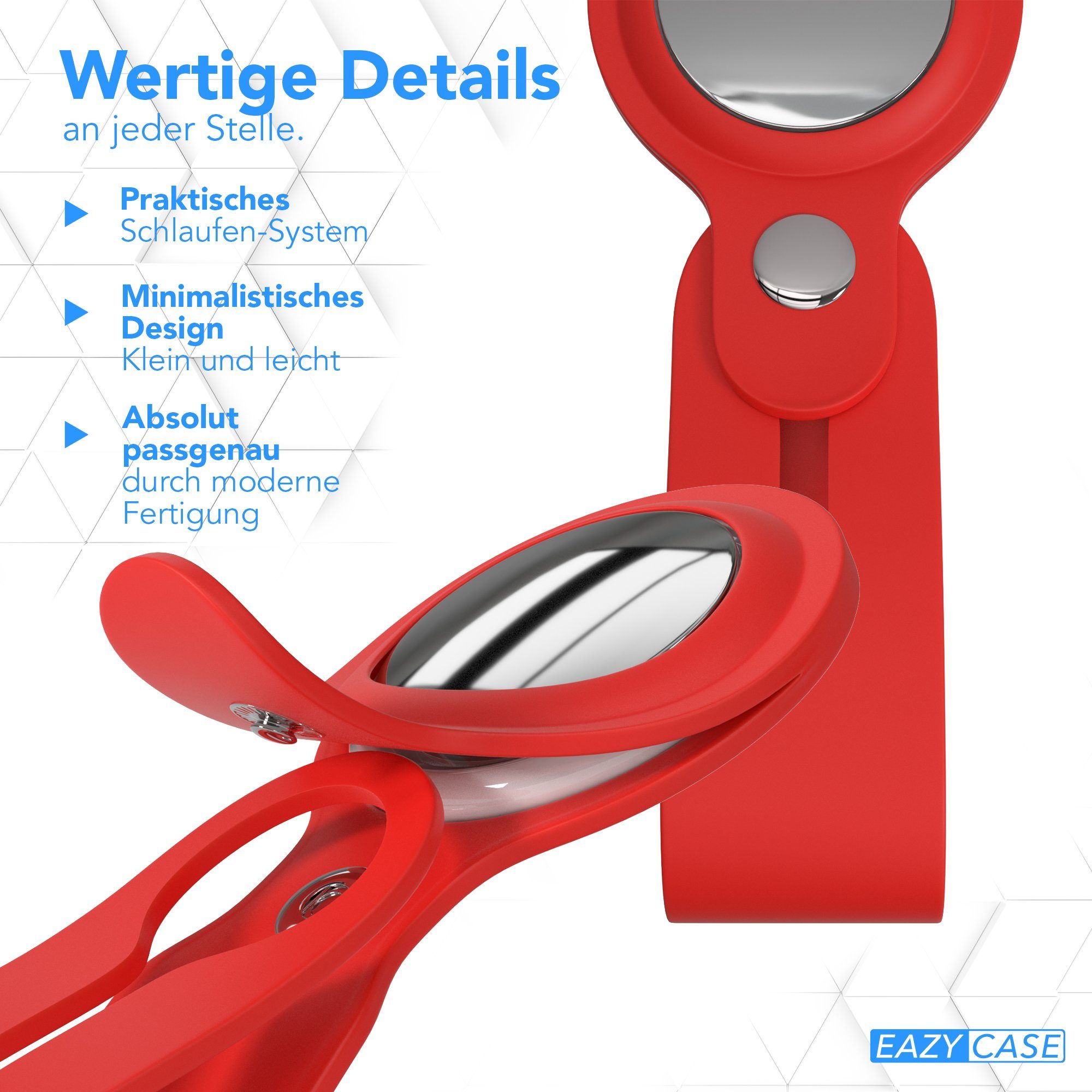 EAZY CASE Schlüsselanhänger Anhänger kompatibel mit Apple AirTag, Schutzhülle Airtags Hülle mit Silikon Schlaufe Tracker Case Rot – Bild 5 von 5