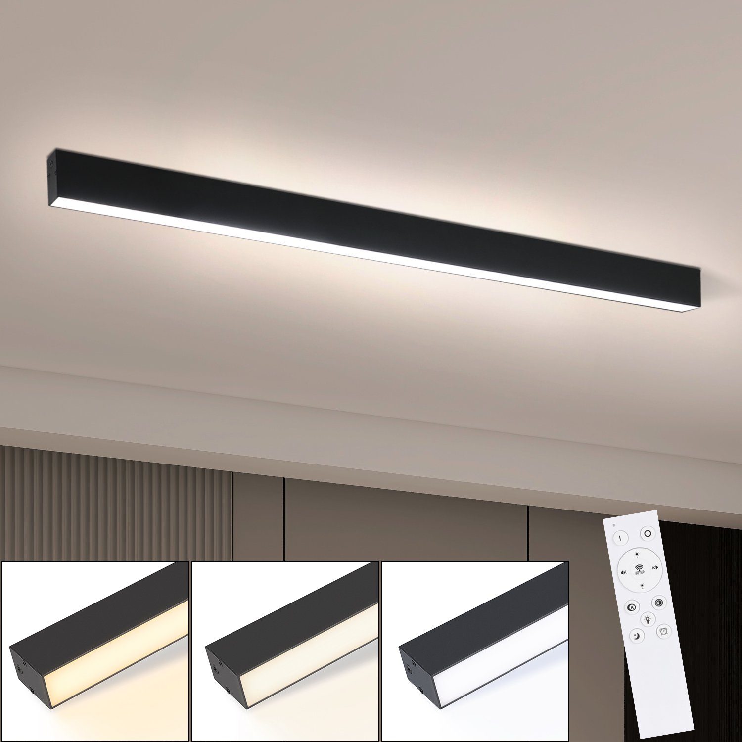 Nettlife Deckenleuchten Schwarz Dimmbar Modern 107/53/80CM günstig online kaufen