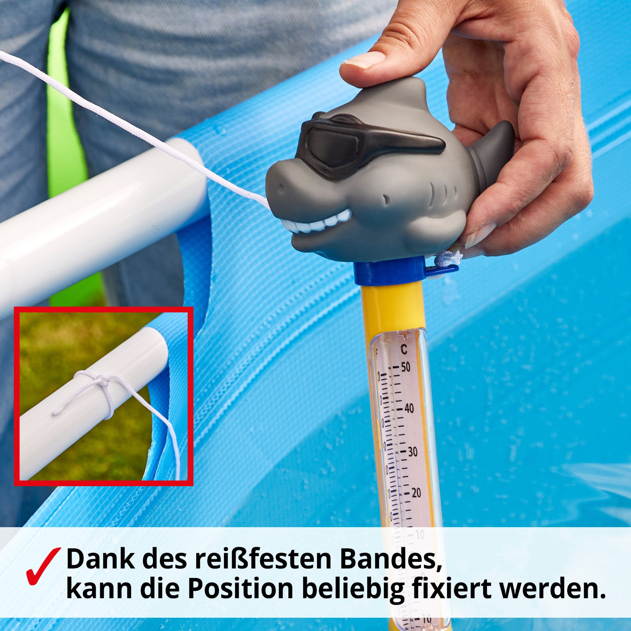 Hecht Badethermometer mit reißfesten Band Celsius 0-50°C, Ideal für Pools, Badewannen, Schwimmbäder und Teiche