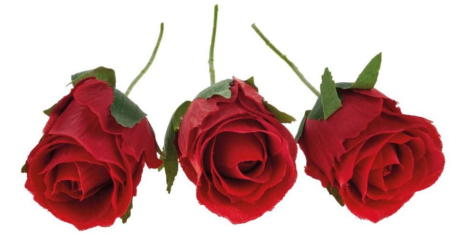 Kunstblume 12 Rosenköpfen am biegsamen Pick Box Kunstblumen 17 cm rot Rose,  matches21 HOME & HOBBY, Höhe 17 cm