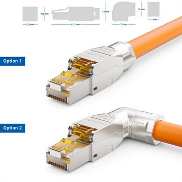 deleyCON deleyCON 1x CAT8 Netzwerkstecker 90° Winkel RJ45 40Gbit/s Stecker für Netzwerk-Adapter