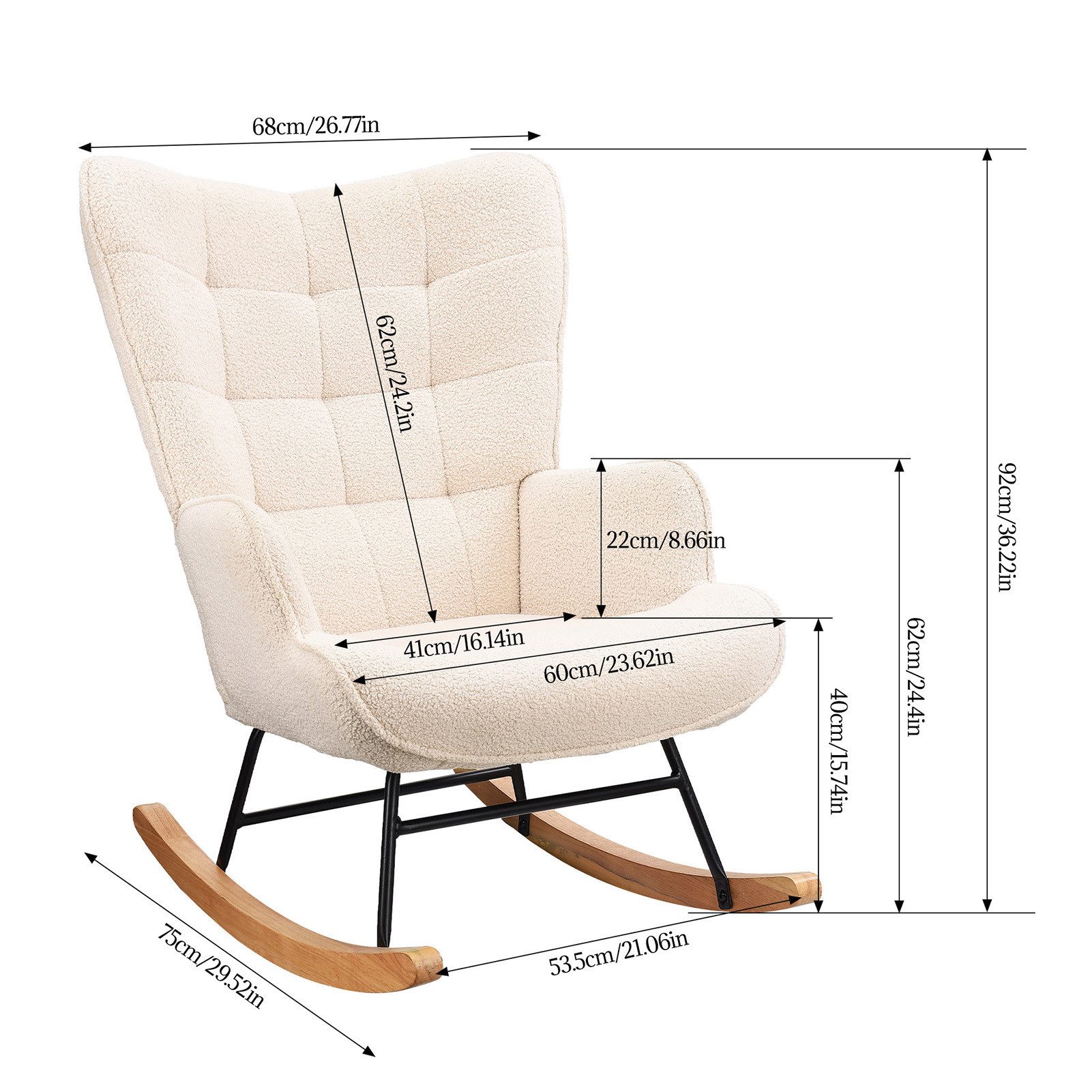 NMCXXO Schaukelstuhl Stylischer Schaukelstuhl im skandinavischen Design (1 St)