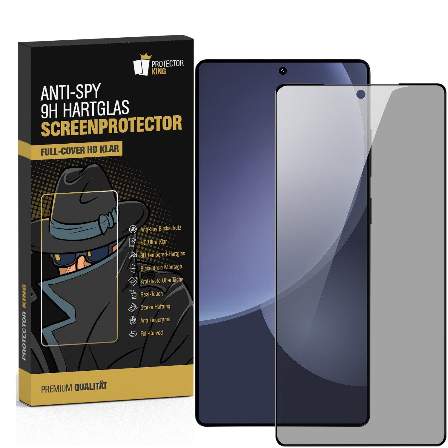 Protectorking Schutzfolie 1x Blickschutz 9H Panzerglas für Samsung Galaxy S25 Ultra Anti-Spy, (1-Stück), echtes Tempered 9H Glass Anti-Spy Sichtschutz