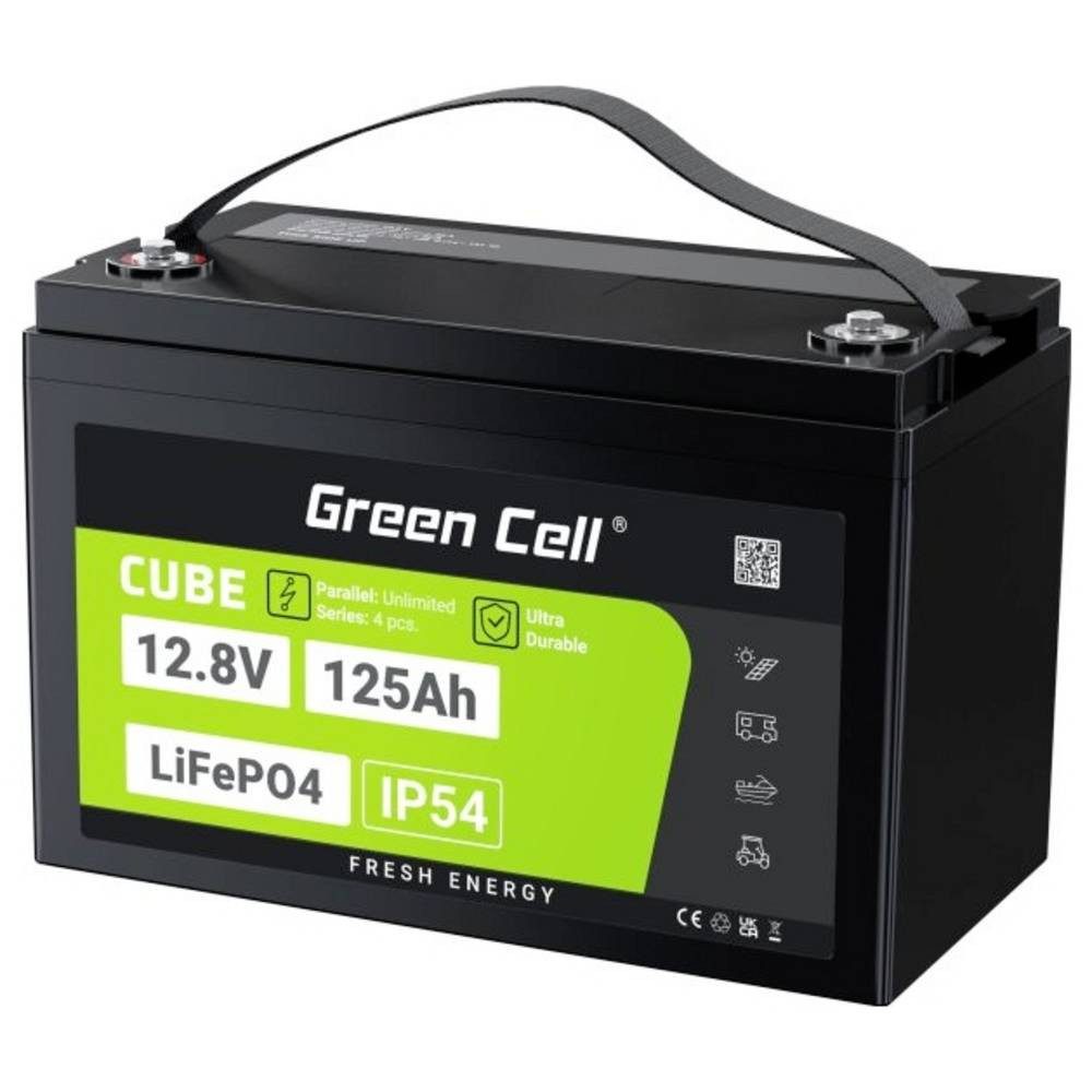 Green Cell Akku 125Ah 12.8V 1600Wh Lithium-Eisen-Phosphat Batterie Akku, Schraubkontakt