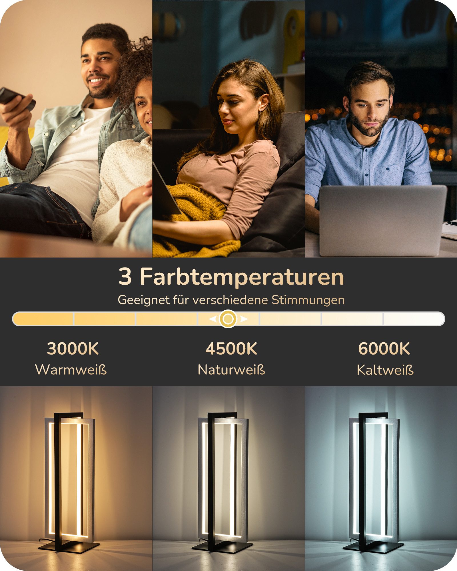 EDISHINE LED Nachttischlampe Touch Dimmbar, LED fest integriert, Tischlampe günstig online kaufen
