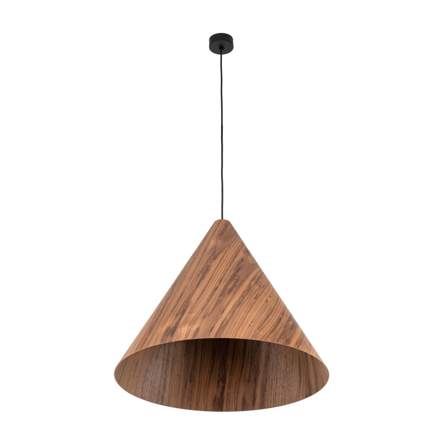 Licht-Erlebnisse Pendelleuchte EVOLN, ohne Leuchtmittel, Metall Holz E27 D: 61 cm H: max. 210 cm Schwarz Eiche rund Modern