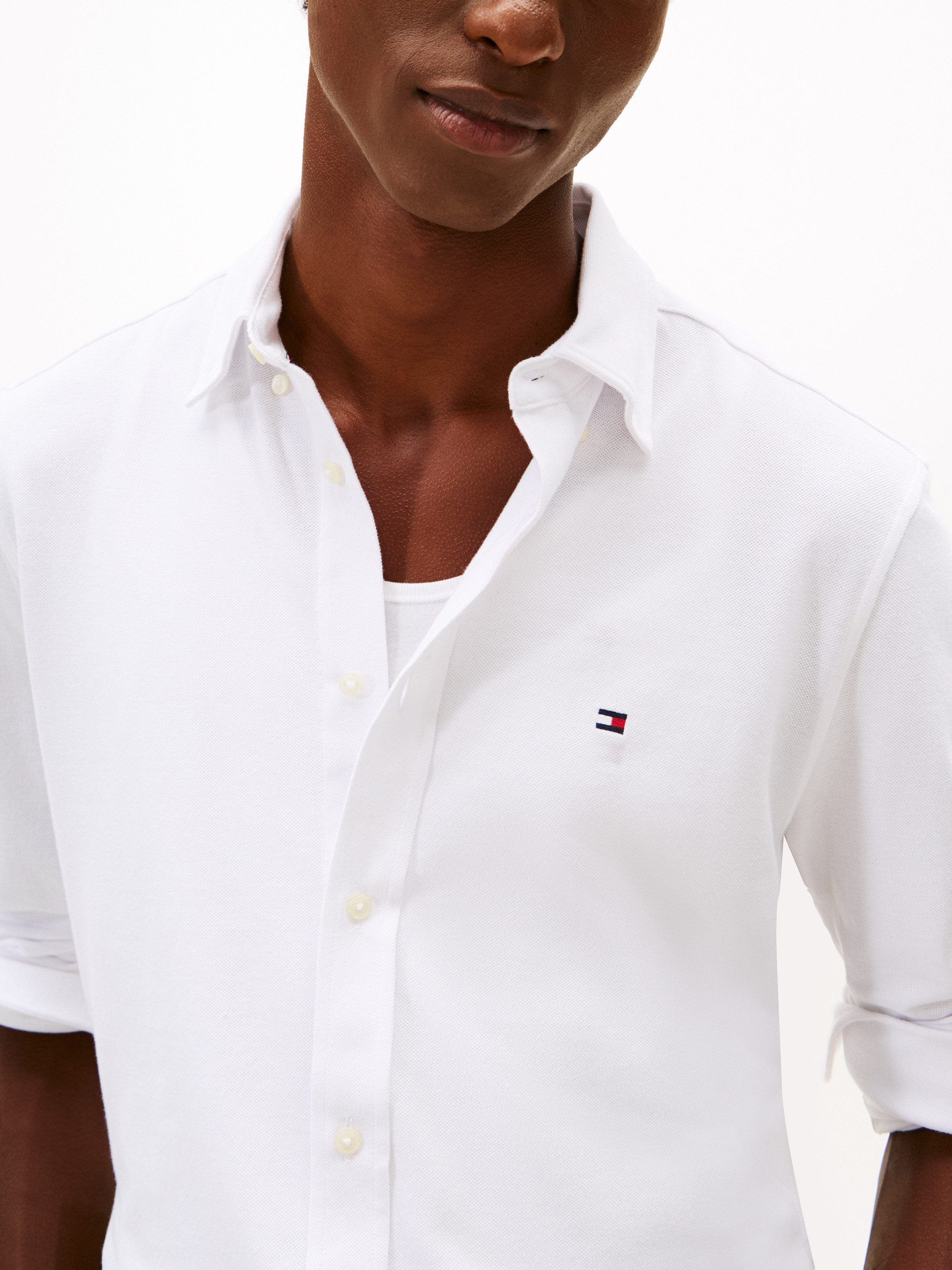 Tommy Hilfiger Langarmhemd KNIT PIQUE FEATHERWEIGHT