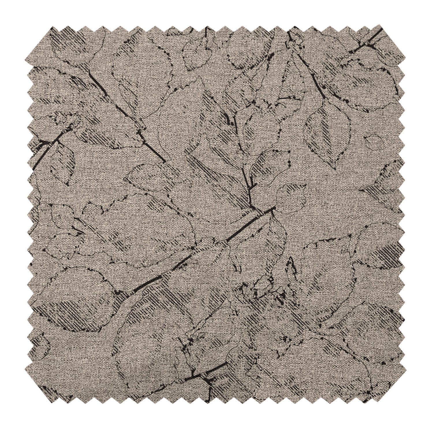 novely® Stoff MALCHIN GRACE - Polsterstoff im Leinenlook mit Blätter-Print, Strapazierfähig, Kuschelweich, Meterware, 1lfm
