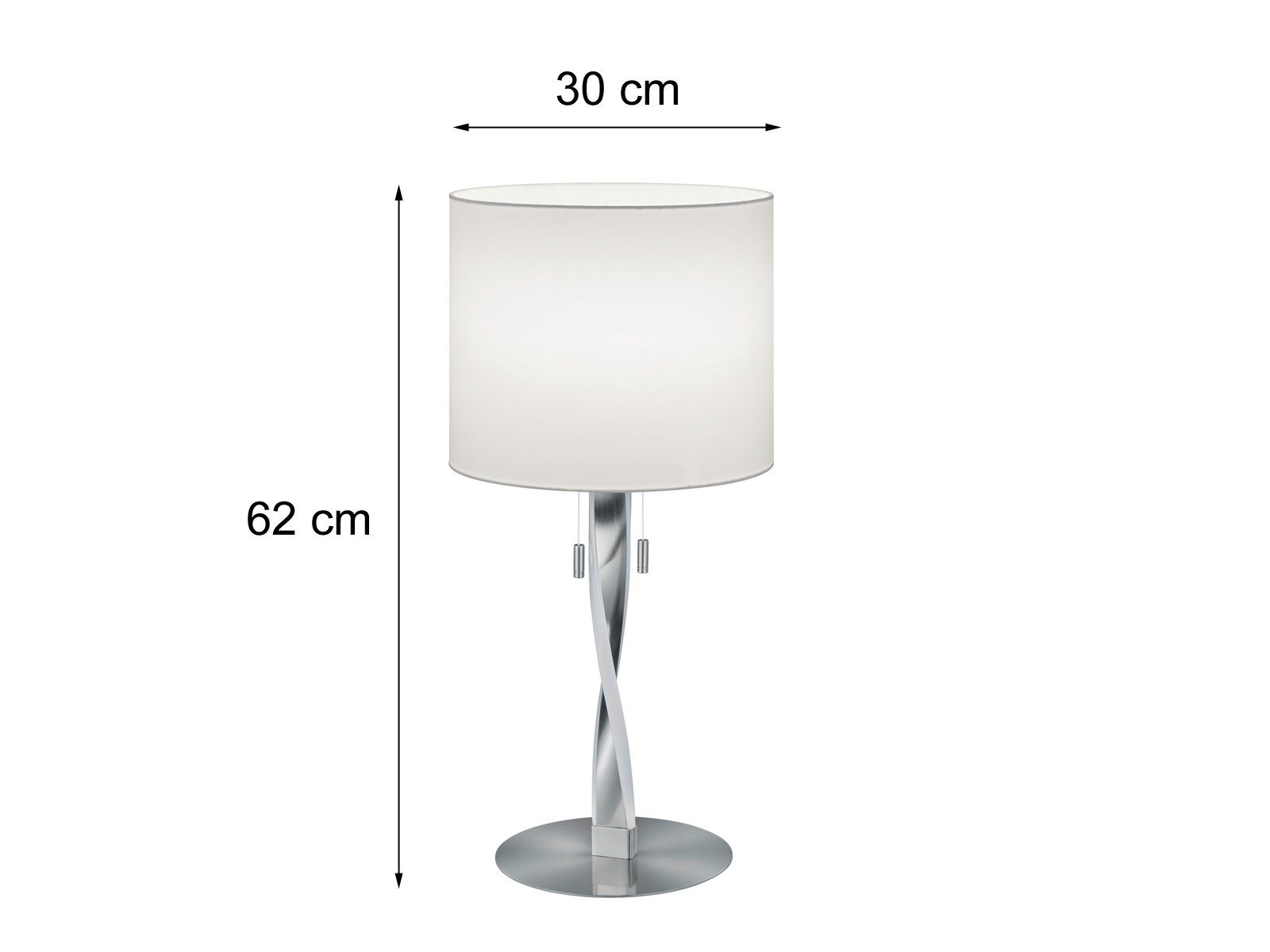 Silber fest Nachttisch-lampe groß-e 62cm Lampenschirm-e Tischleuchte, integriert, LED wechselbar, meineWunschleuchte matt LED Stoff, LED Fensterlampe warmweiß, Höhe