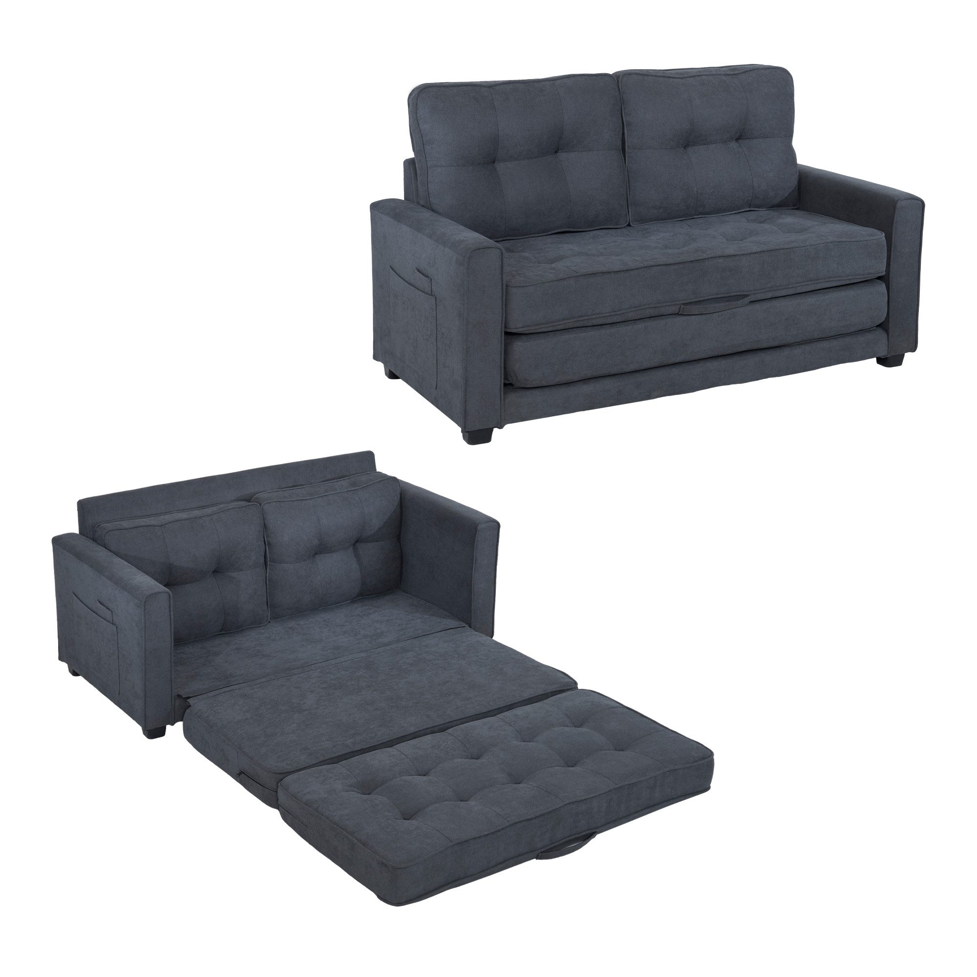 Ulife Schlafsofa Modernes 2-Sitzer-Sofa mit Seitenfächern, Schlaffunktion, günstig online kaufen