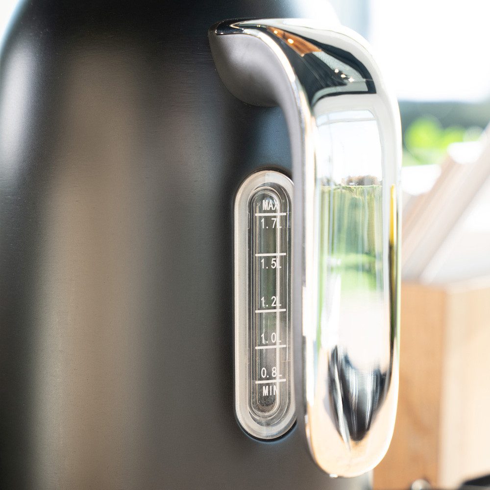 HOME DELUXE Wasserkocher NOBLE - Matt, 1.5 l, 2200 W, Edelstahl Gehäuse & integrierter Hitzeschutz, Retro Optik
