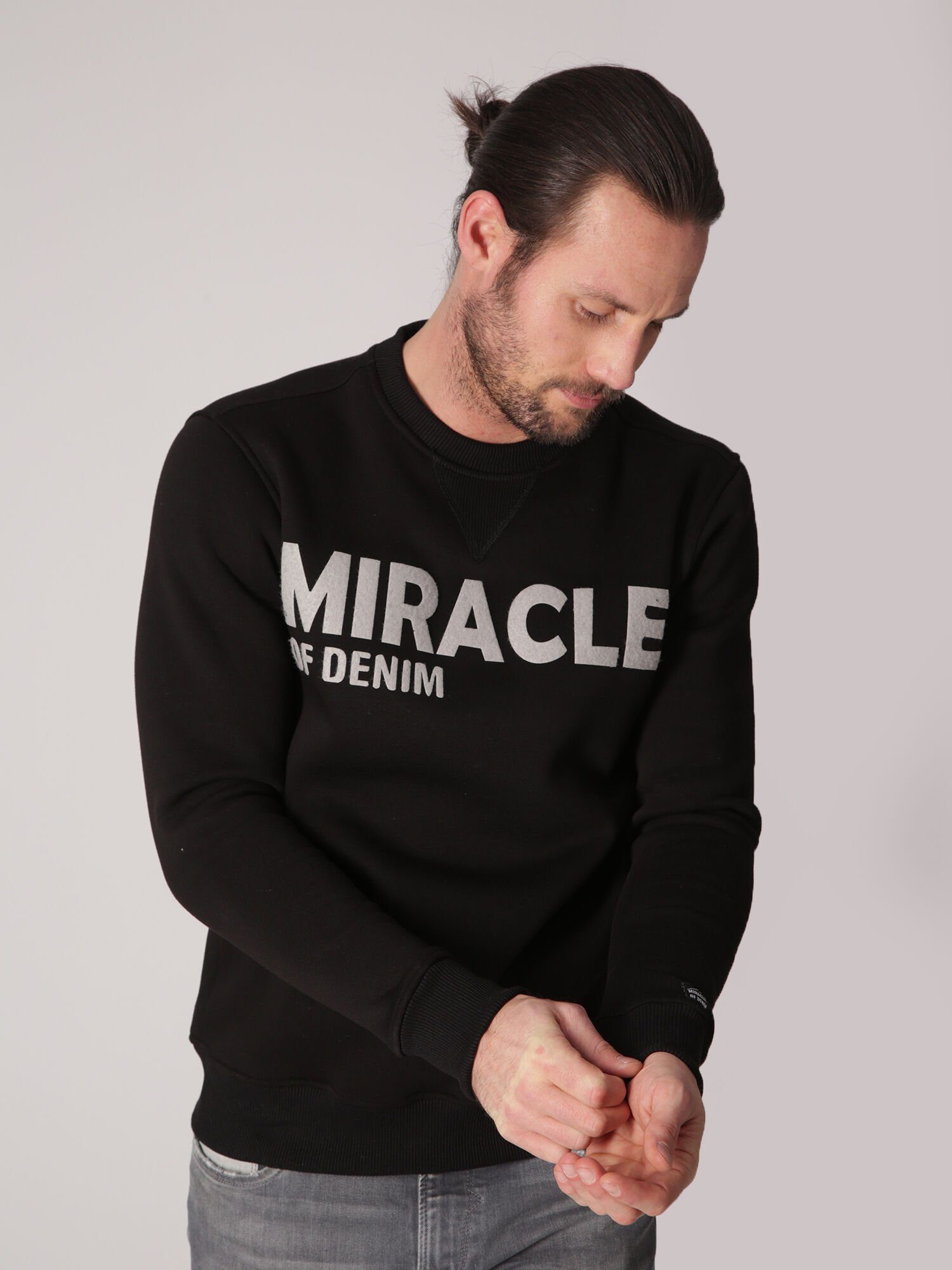 Denim Sweatshirt Flock-Print Black mit Miracle of