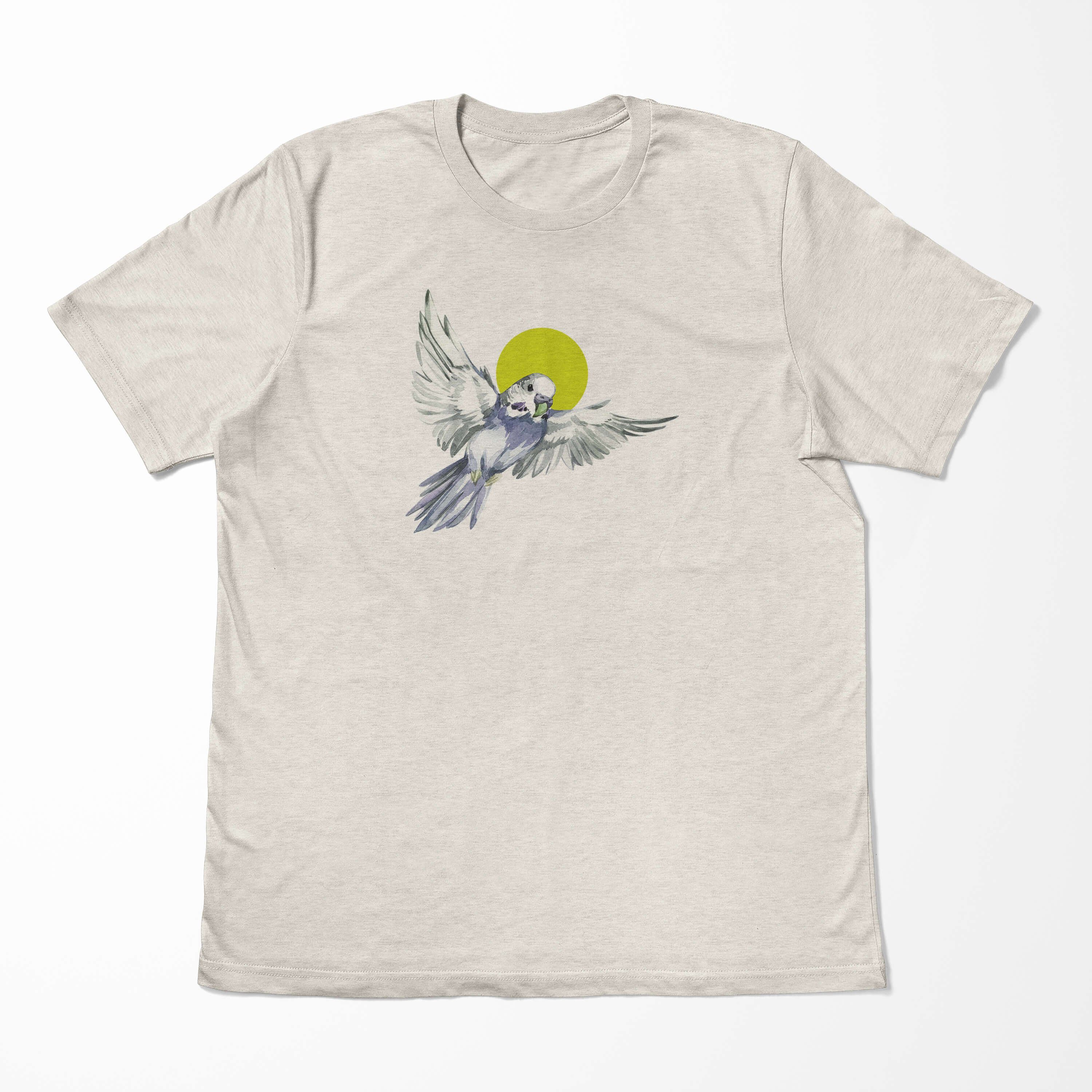 Sinus Art T-Shirt Herren Shirt Nachhaltig Organic Farbe (1-tlg) Bio-Baumwolle Wellensittich Aquarell Ökomode Motiv T-Shirt