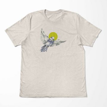 Sinus Art T-Shirt Herren Shirt Organic T-Shirt Aquarell Motiv Wellensittich Bio-Baumwolle Ökomode Nachhaltig Farbe (1-tlg)