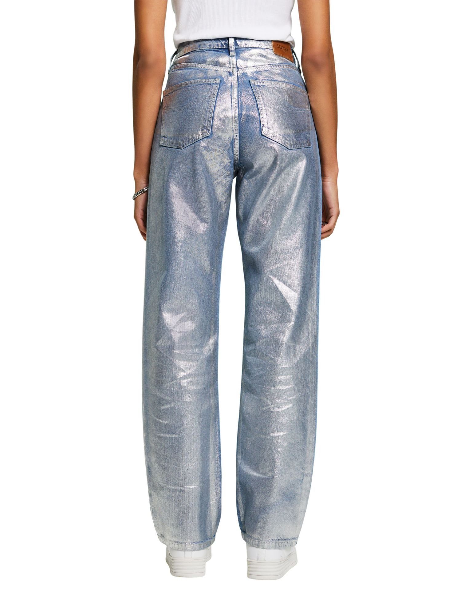 Esprit Regular-fit-Jeans Retro-Jeans und Metallic-Finish Bein geradem mit