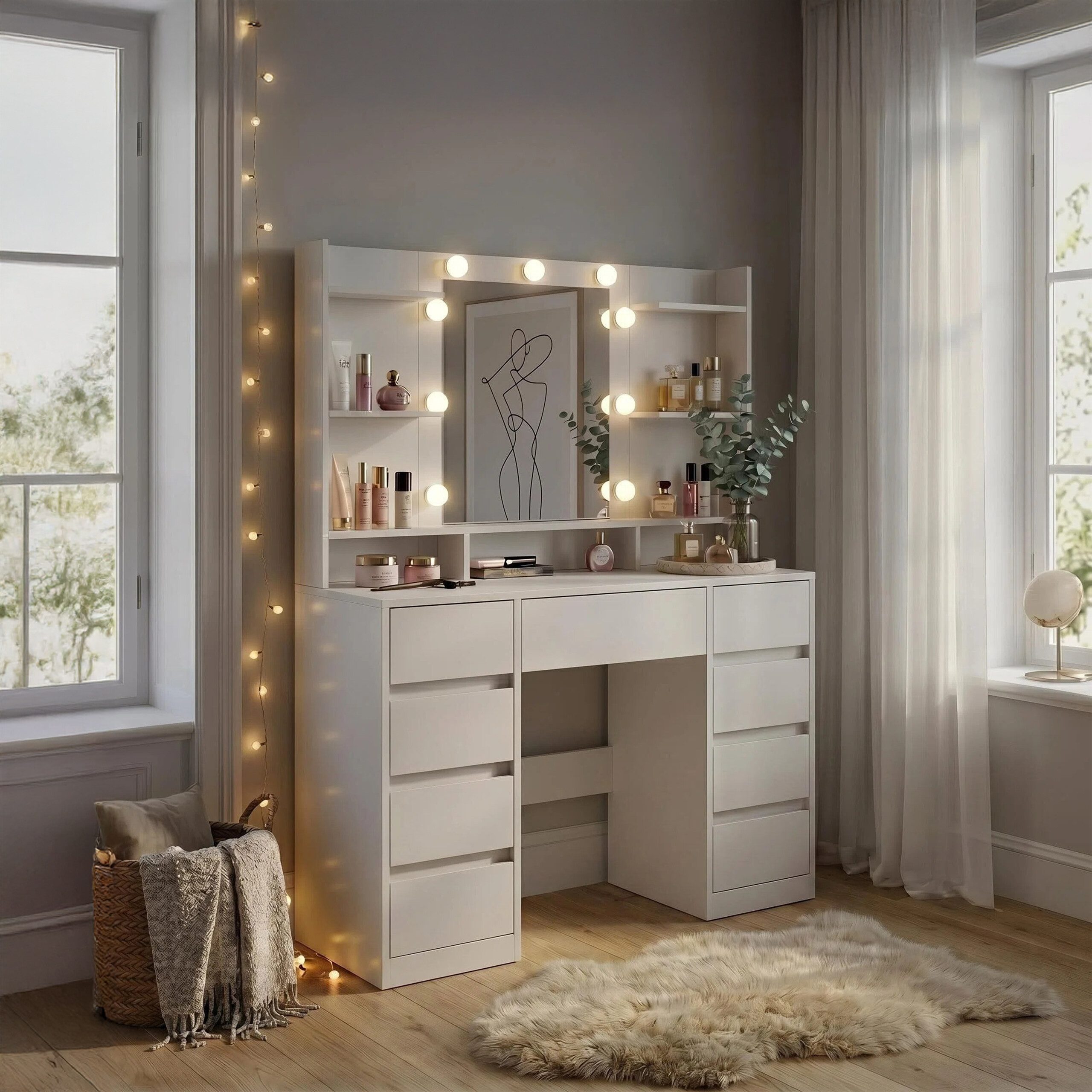 relaxdays Schminktisch mit LED Beleuchtung (1-St) – Bild 5 von 5