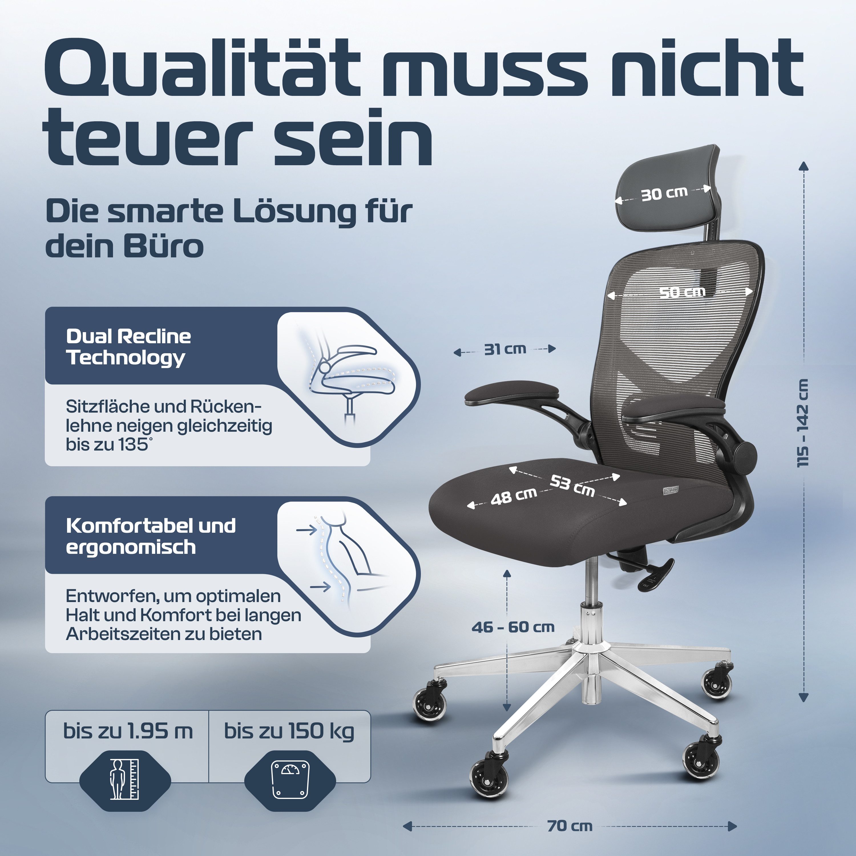 CLOUVOU Bürostuhl SmartSeat, Schreibtischstuhl, ergonomisch, Chefsessel, günstig online kaufen