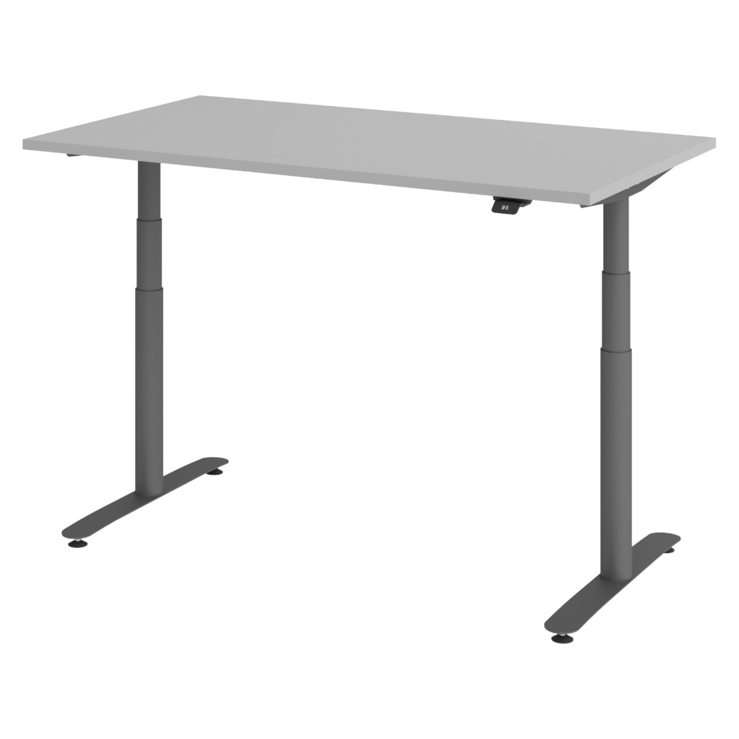 bümö Schreibtisch bümö Schreibtisch XDLR, Rechteck: 140 x 80 cm - Dekor: Grau - Gestell: Graphit