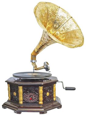 Aubaho Dekoobjekt Nostalgie Grammophon Dekoration mit Trichter Grammofon im Antik-Stil