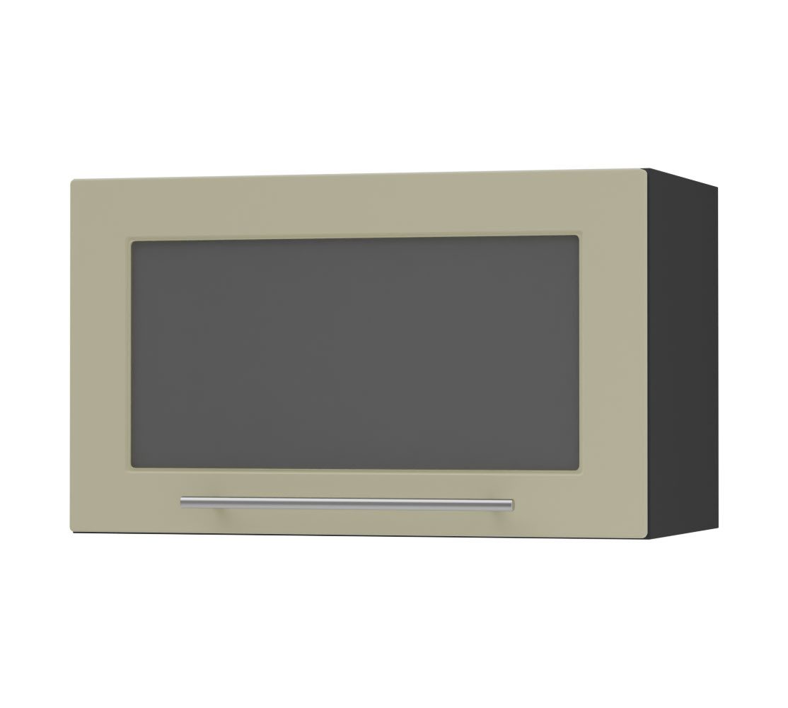 Feldmann-Wohnen Klapphängeschrank Kvantum (1-türig, 1 Fach, Türanschlag oben, Soft-Close, 1-St., Fronten mit dekorativen Fräsungen und leicht abgerundeten Ecken) 60x36cm schwarz - vanille matt (Q-W4BS/60)