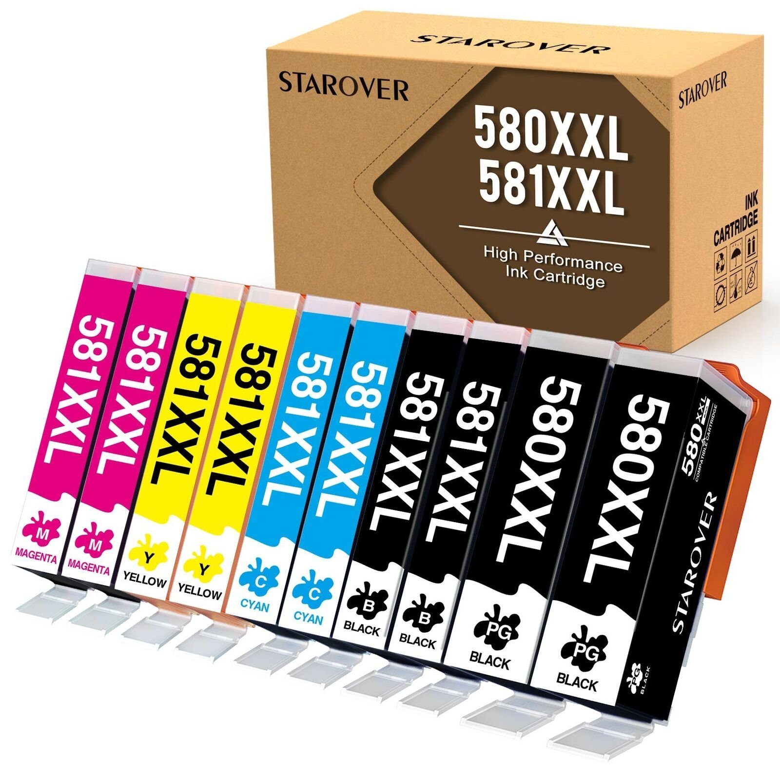 STAROVER 10x PGI-580XXL CLI-581XL für CANON 580XL 581 Multipack Tintenpatrone (TR8550 TS6350 TS8350 TS6150 TS8150 TS6250 TS9550)