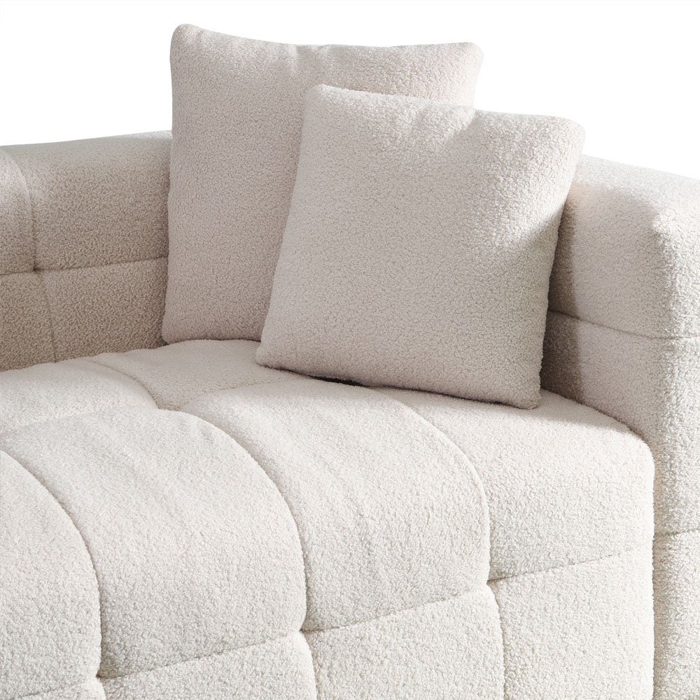 HOME DELUXE Sofa Teddy Sofa COMO - Beige 236 x 68 x 92 cm, 1 Teile, mit Teddystoff & inkl. Zierkissen, 3 sitzer – Bild 4 von 5