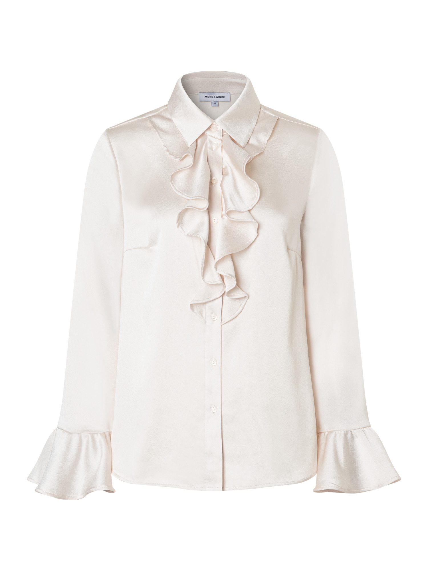 MORE&MORE Langarmbluse elegante Satinbluse, Rüschen